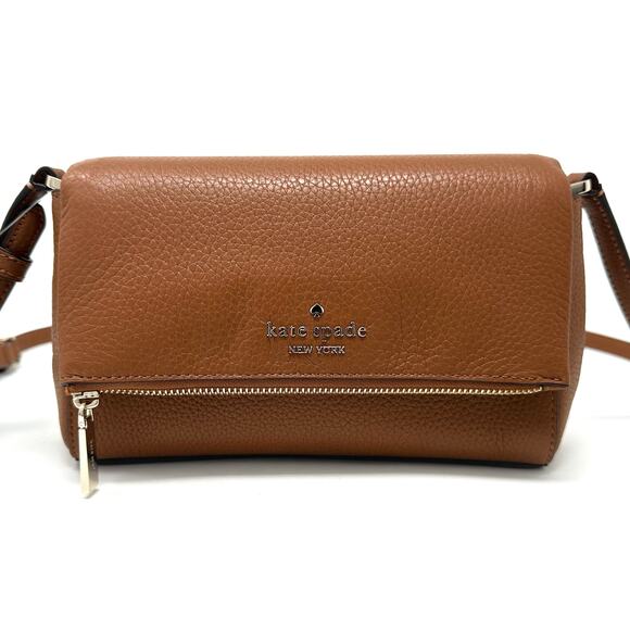 Kate Spade Leila Mini Zip Crossbody Purse in Warm Gingerbread Leather KE487 - Picture 1 of 6